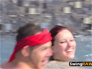 unexperienced swingers with fake knockers pool soiree
